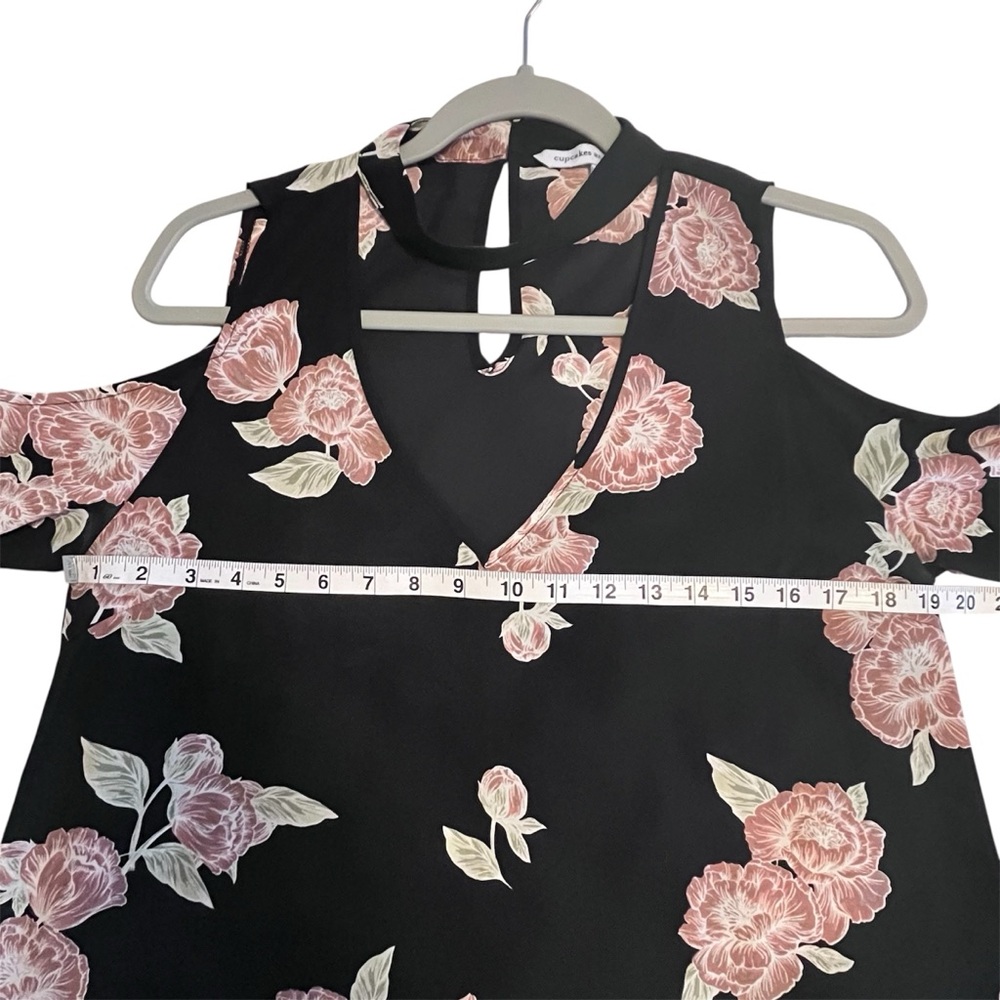 Cupcakes & Cashmere Jon Cold Shoulder Floral Print Tie Sleeve Blouse Girly Date - Picture 9 of 9